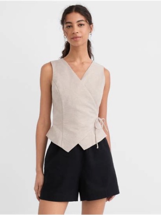 LOFT Tops - LOFT Shimmer Linen Cotton Wrap Tank Size M NWT